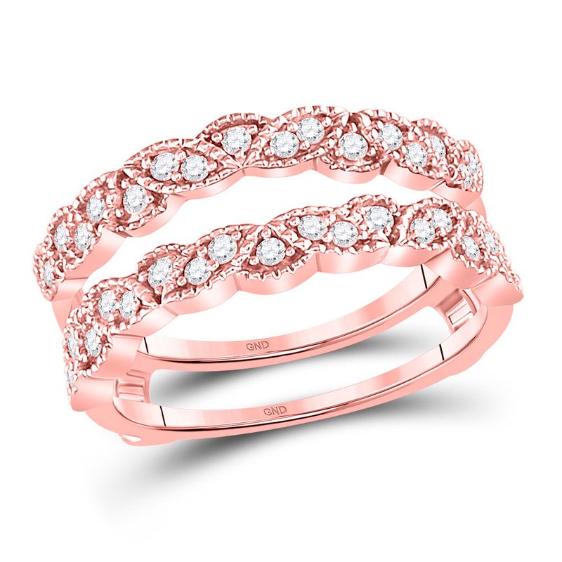 Pink Diamond Vintage Style Wedding Ring 14k Rose Gold Band